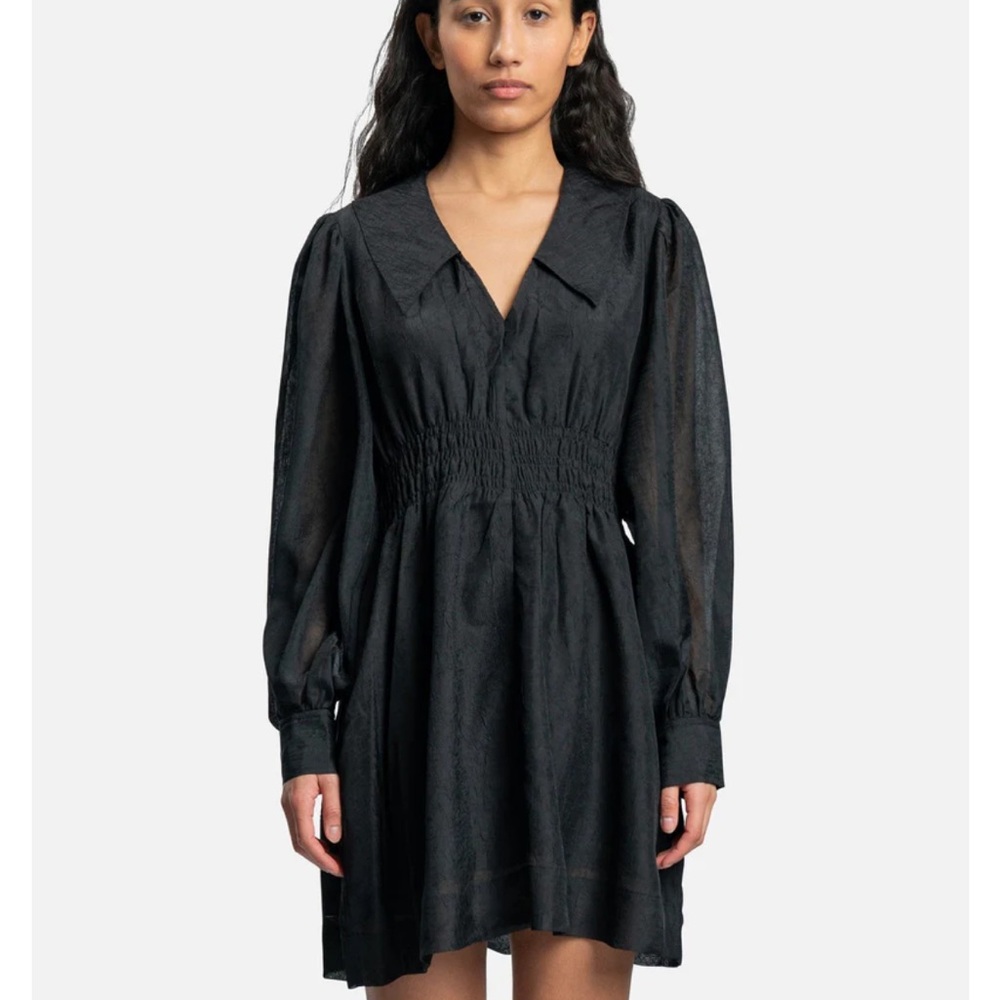 Ganni Mini Black Crinkled Dress